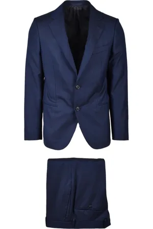 CARUSO Heren, Pakken, Blauw, Maat: M Wol