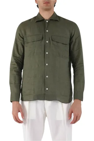 TAGLIATORE Heren, Overhemden, Groen, Maat: XL Linnen