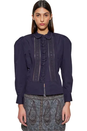 Antik Batik Dames, Blouses & Shirts, Blauw, Maat: XS Katoen