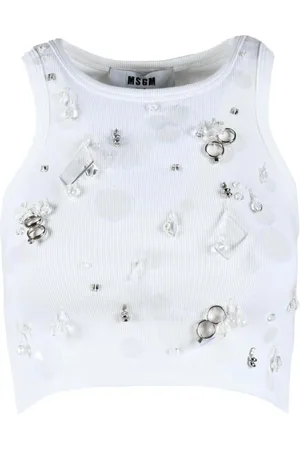 Msgm Dames, Tops, Wit, Maat: S Katoen