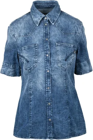 Dondup Dames, Blouses & Shirts, Blauw, Maat: S Katoen