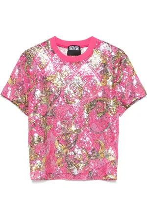 VERSACE Dames, Tops, Roze, Maat: S Poliester