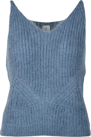 ELEVENTY Dames, Tops, Blauw, Maat: M Modal