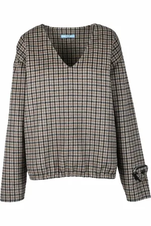 Prada Dames, Blouses & Shirts, Bruin, Maat: XS Wol