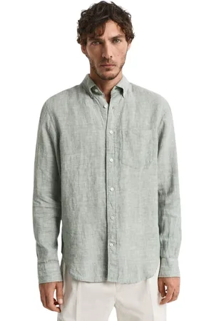 GANT Heren, Overhemden, Groen, Maat: 2XL Linnen