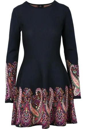 Etro Dames, Jurken, Blauw, Maat: S Wol