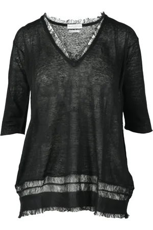 BALLANTYNE Dames, Truien, Zwart, Maat: 2XL Linnen