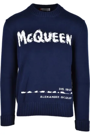 Alexander McQueen Heren, Truien, Blauw, Maat: M Katoen