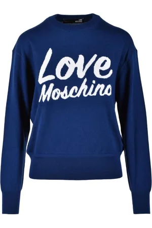 Moschino Dames, Truien, Blauw, Maat: M Wol