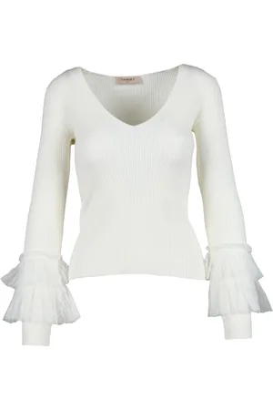 Twin-Set Dames, Truien, Wit, Maat: L Viscose