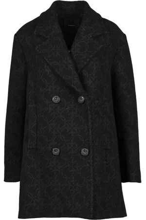 Pinko Dames, Mantels, Zwart, Maat: 3XS Wol