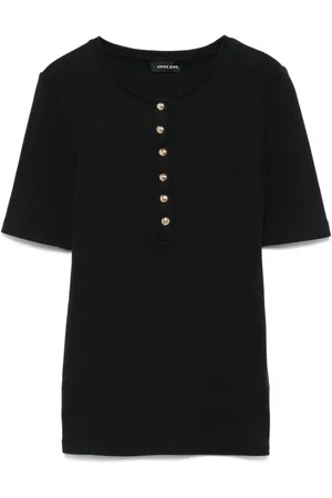 ANINE BING Dames, Tops, Zwart, Maat: S Katoen