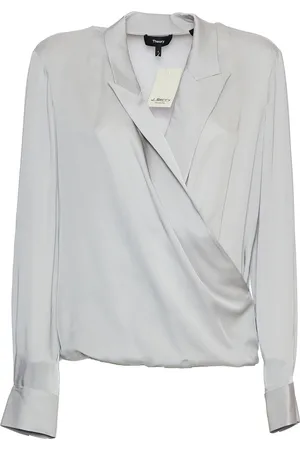 THEORY Dames, Blouses & Shirts, Grijs, Maat: L