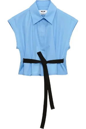 Msgm Dames, Blouses & Shirts, Blauw, Maat: S Katoen