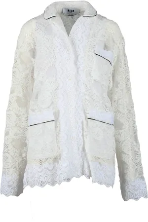 Msgm Dames, Blouses & Shirts, Wit, Maat: M Katoen