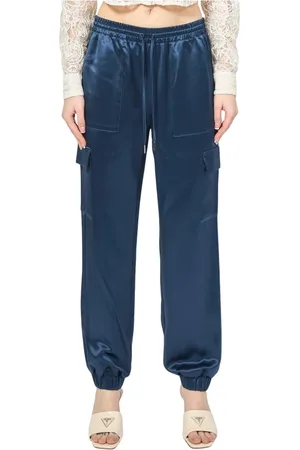 Guess Dames, Broeken, Blauw, Maat: XL Poliester