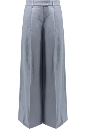Brunello Cucinelli Dames, Broeken, Blauw, Maat: XS Linnen