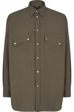 Fendi Heren, Overhemden, Groen, Maat: L Wol