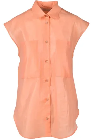 TELA Dames, Blouses & Shirts, Oranje, Maat: M Katoen