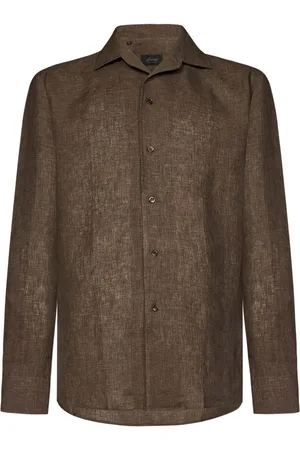 BRIONI Heren, Overhemden, Bruin, Maat: M Linnen