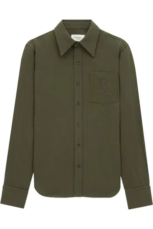 Saint Laurent Dames, Blouses & Shirts, Groen, Maat: M Katoen