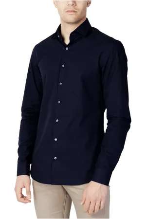 Calvin Klein Heren, Overhemden, Blauw, Maat: 2XL Katoen