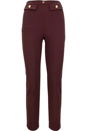 Elisabetta Franchi Dames, Broeken, Rood, Maat: S Poliester