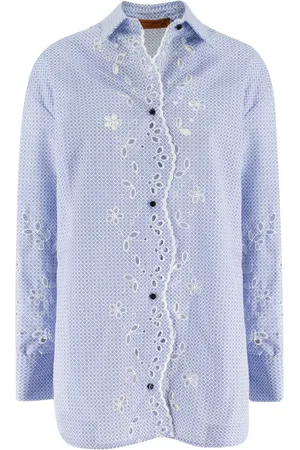 ERMANNO SCERVINO Dames, Blouses & Shirts, Blauw, Maat: S Katoen