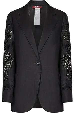 Max Mara Dames, Jassen, Zwart, Maat: L Linnen