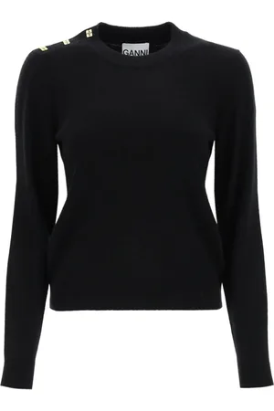 Ganni Dames, Truien, Zwart, Maat: M Wol