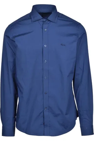HARMONT&BLAINE Heren, Overhemden, Blauw, Maat: S Katoen