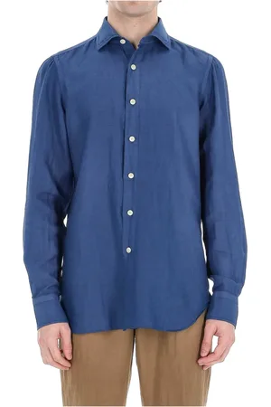 Finamore Heren, Overhemden, Blauw, Maat: M Katoen