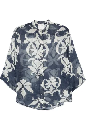 FORTE FORTE Dames, Blouses & Shirts, Blauw, Maat: L Linnen