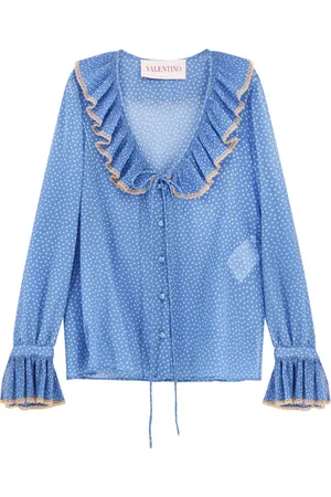 VALENTINO Dames, Blouses & Shirts, Blauw, Maat: XS Zijde