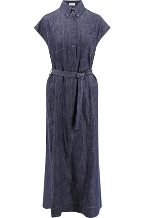 Brunello Cucinelli Dames, Jurken, Blauw, Maat: L Katoen