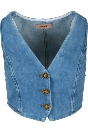 Twin-Set Dames, Jassen, Blauw, Maat: XS Katoen