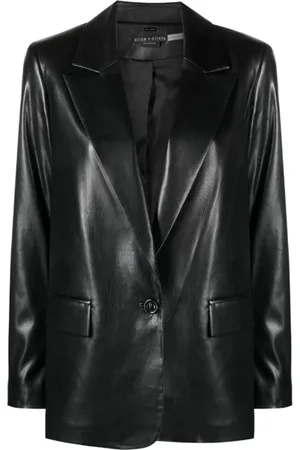 ALICE+OLIVIA Dames, Jassen, Zwart, Maat: M Leer