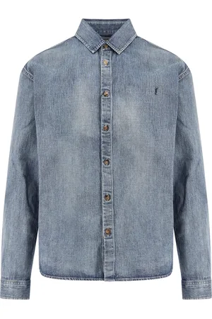 Saint Laurent Heren, Overhemden, Blauw, Maat: XL Katoen