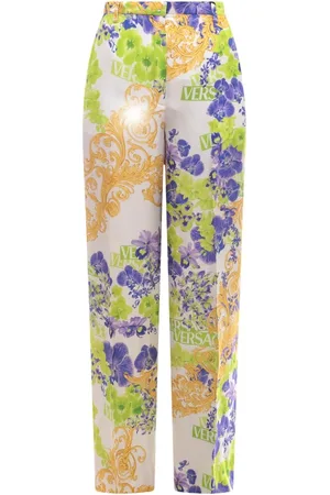 VERSACE Dames, Broeken, Veelkleurig, Maat: M Leer