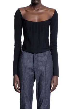 MUGLER Dames, Tops, Zwart, Maat: XS Viscose
