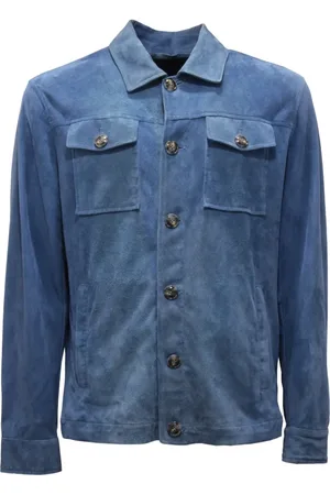 BARBA Heren, Jassen, Blauw, Maat: L Suède