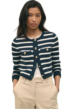 Brooks Brothers Dames, Truien, Blauw, Maat: L Katoen