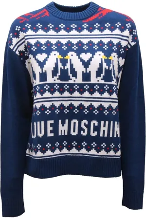 Moschino Dames, Truien, Blauw, Maat: S Wol