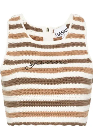 Ganni Dames, Truien, Bruin, Maat: S Katoen