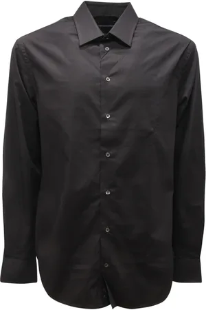 Emporio Armani Heren, Overhemden, Zwart, Maat: S