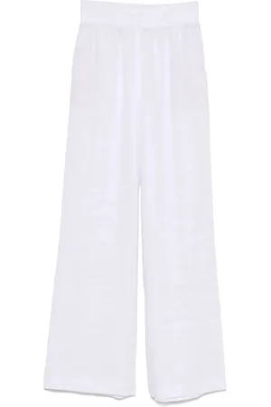 ERMANNO SCERVINO Dames, Broeken, Wit, Maat: M Linnen