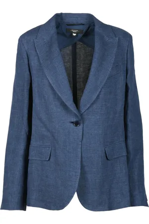 Max Mara Dames, Jassen, Blauw, Maat: L Linnen