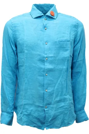 ALTEA Heren, Overhemden, Blauw, Maat: M Linnen