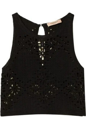 Twin-Set Dames, Tops, Zwart, Maat: S Katoen