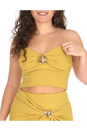 Elisabetta Franchi Dames, Tops, Geel, Maat: S Satijn